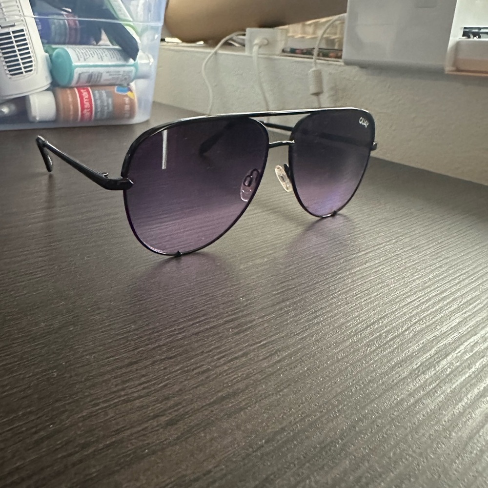 Quay Dark Frame Aviator Sunglasses